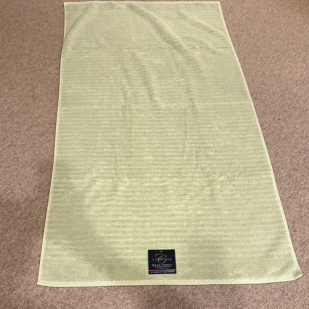 NWT🛁CHARISMA SET OF 2 JADE BATH TOWELS 100% HYGRO COTTON LOOPS-  30 x 58 INCHES